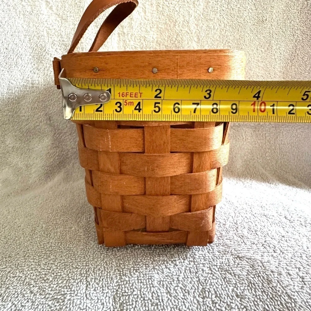 Longaberger Medium Key Basket 1991 Wall Hanging Leather Handle Handwoven USA